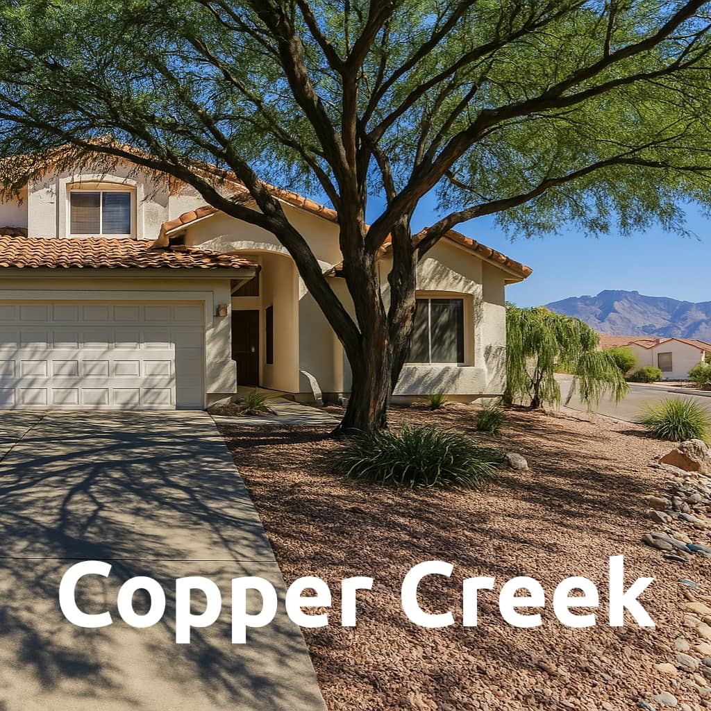 Aerial view of Copper Creek neighborhood in Oro Valley, Arizona