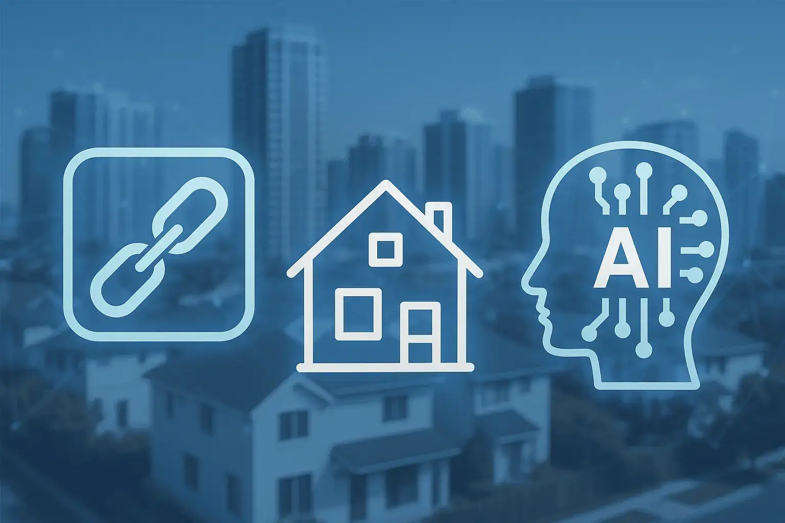 Concept illustration showing blockchain and AI integration in Oro Valley real estate