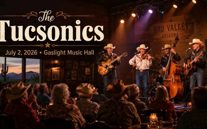The Tucsonics scheduled to play Gaslight Music Hall in Oro Valley on July 2, 2026