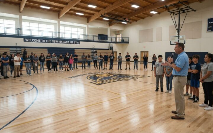Marana Middle School Unveils New Gym Floor